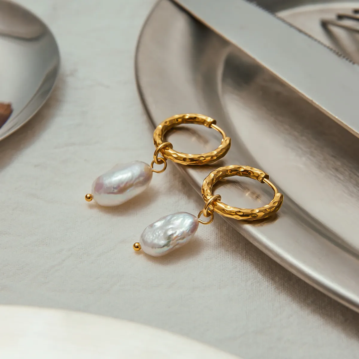 Talia Gold Pearl Drop Earrings for Women