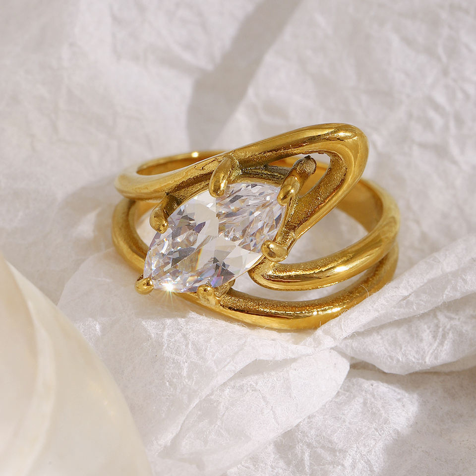 Solitaire Flow Crystal Ring