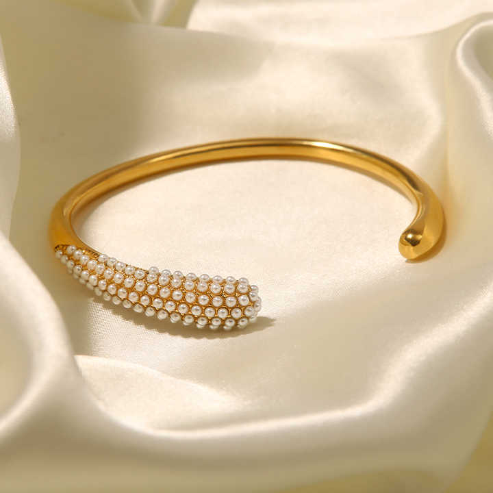 Nia Gold Pearl Cuff Bracelet for Women - Amalfa