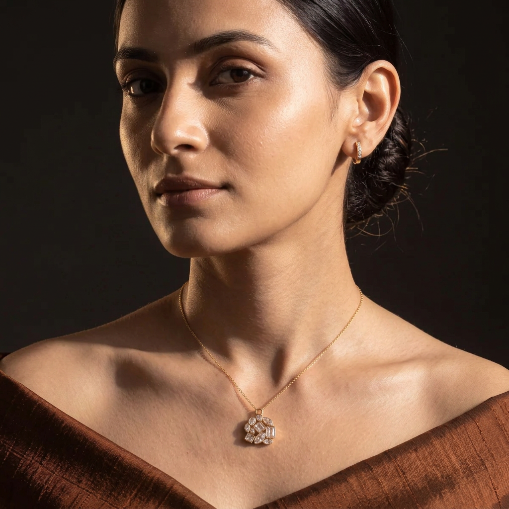 Virelle Bezel Drop Earrings Plus Pendant