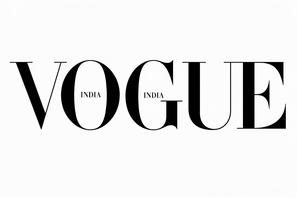 Black 'VOGUE' logo on a white background
