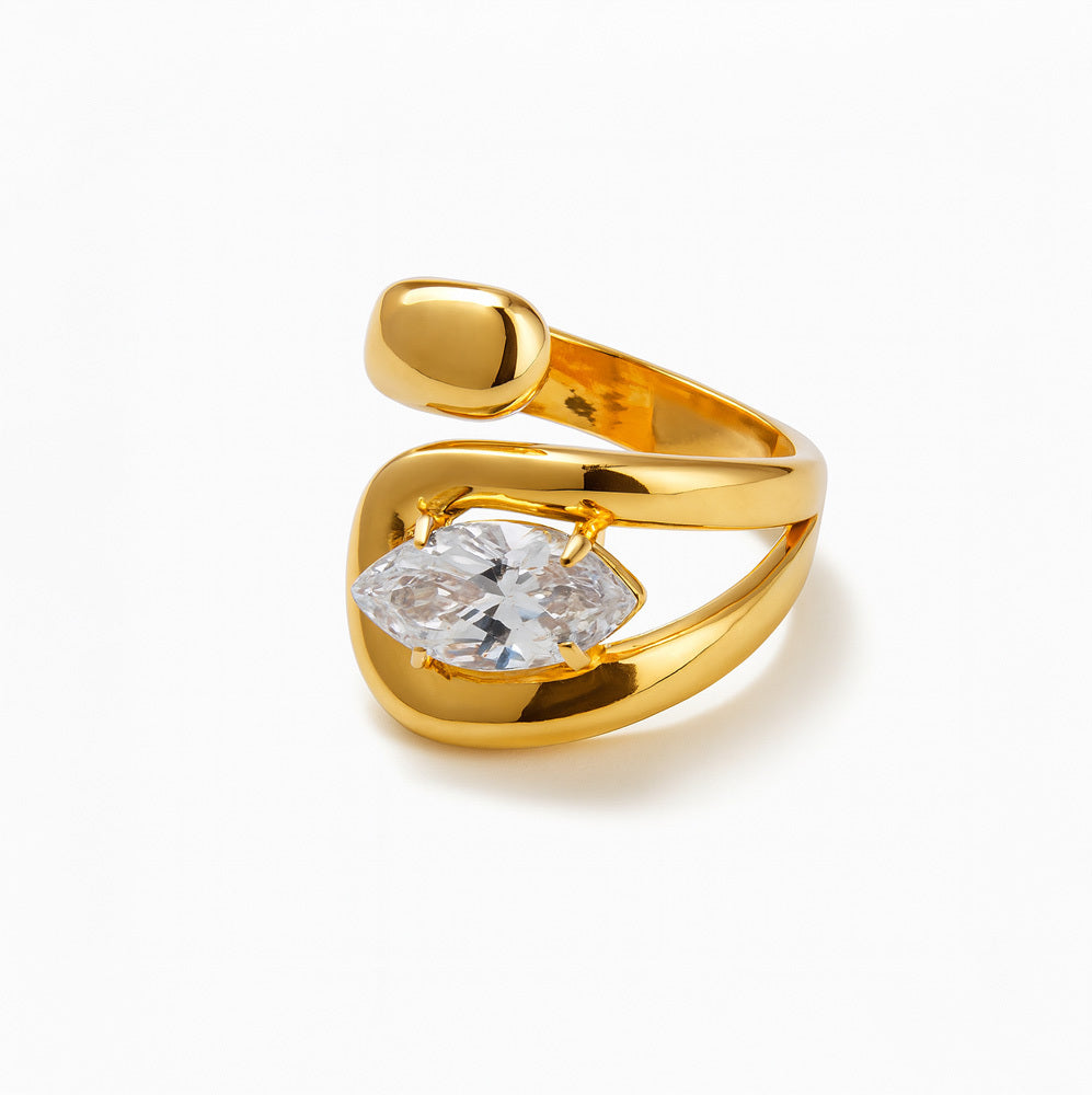 Marquise Dome Shield Gold-Plated Ring