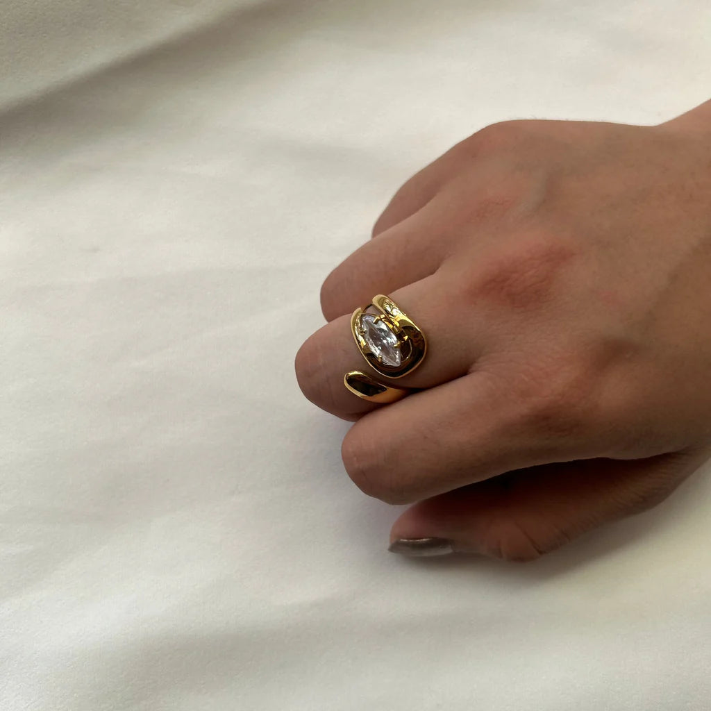 Gold ring with a diamond ring