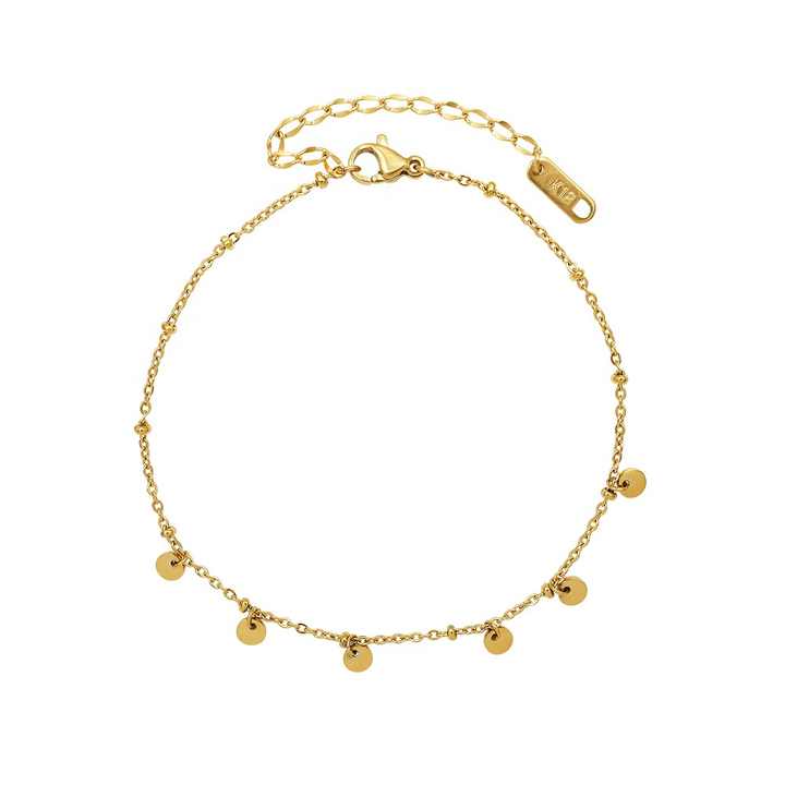gold anklet with small coin charms for women minimalist daily wear