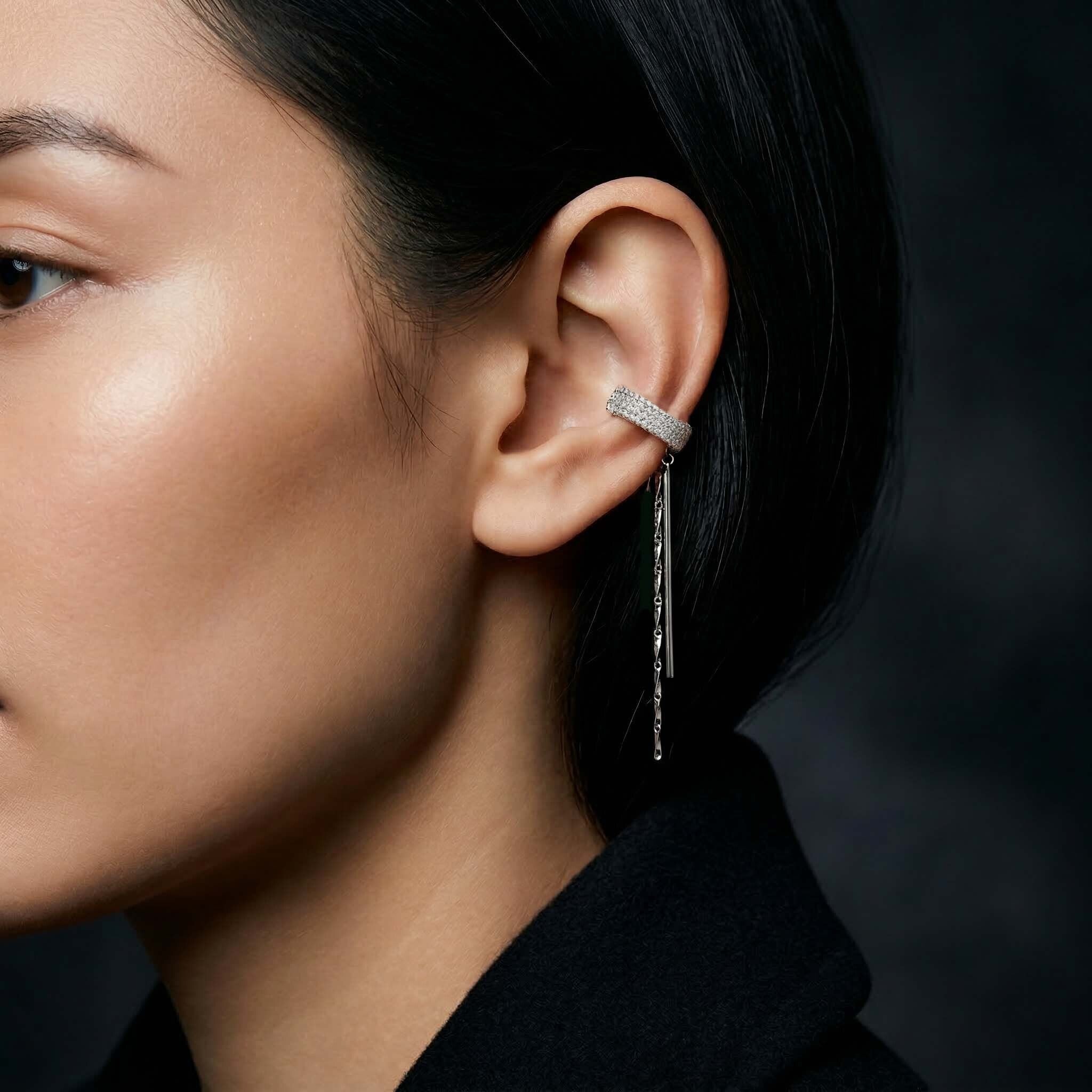 lightweight silver long drop earrings for women evening wear minimalist luxury jewelry