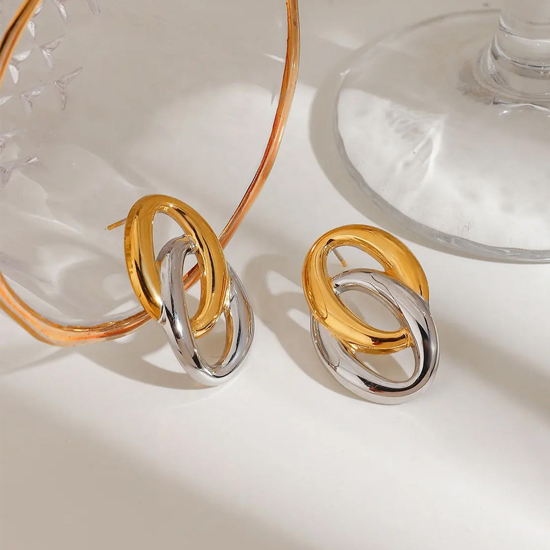 Twinloop Interlock Double Plated Earrings - Amalfa