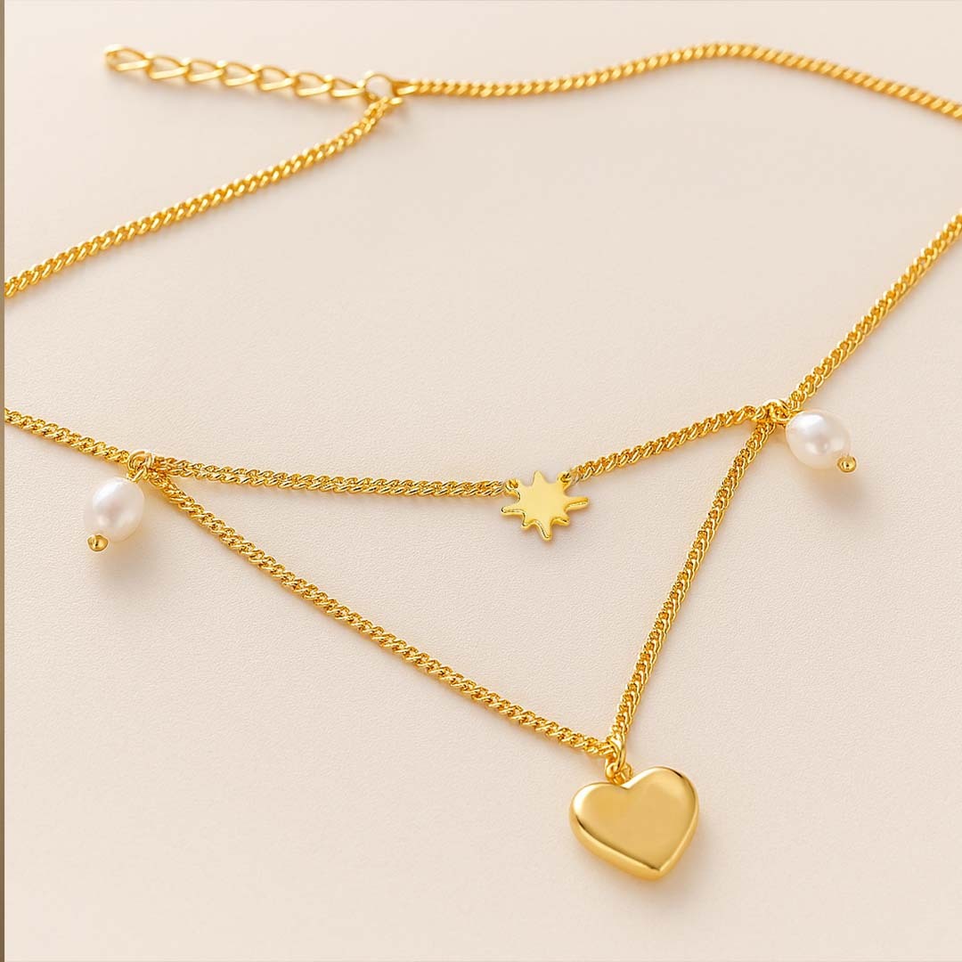 Nyla Multi-Layered Heart-Shaped Pearl Necklace