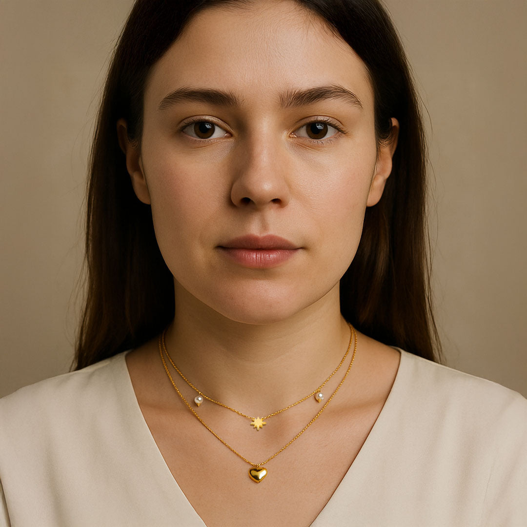 Nyla Multi-Layered Heart-Shaped Pearl Necklace