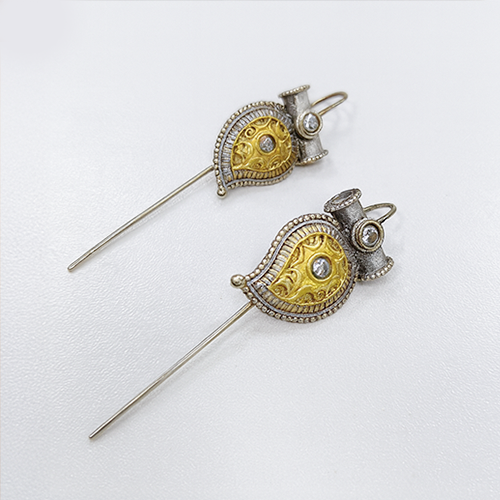 Paisley Antique Silver-Gold Indian Earrings