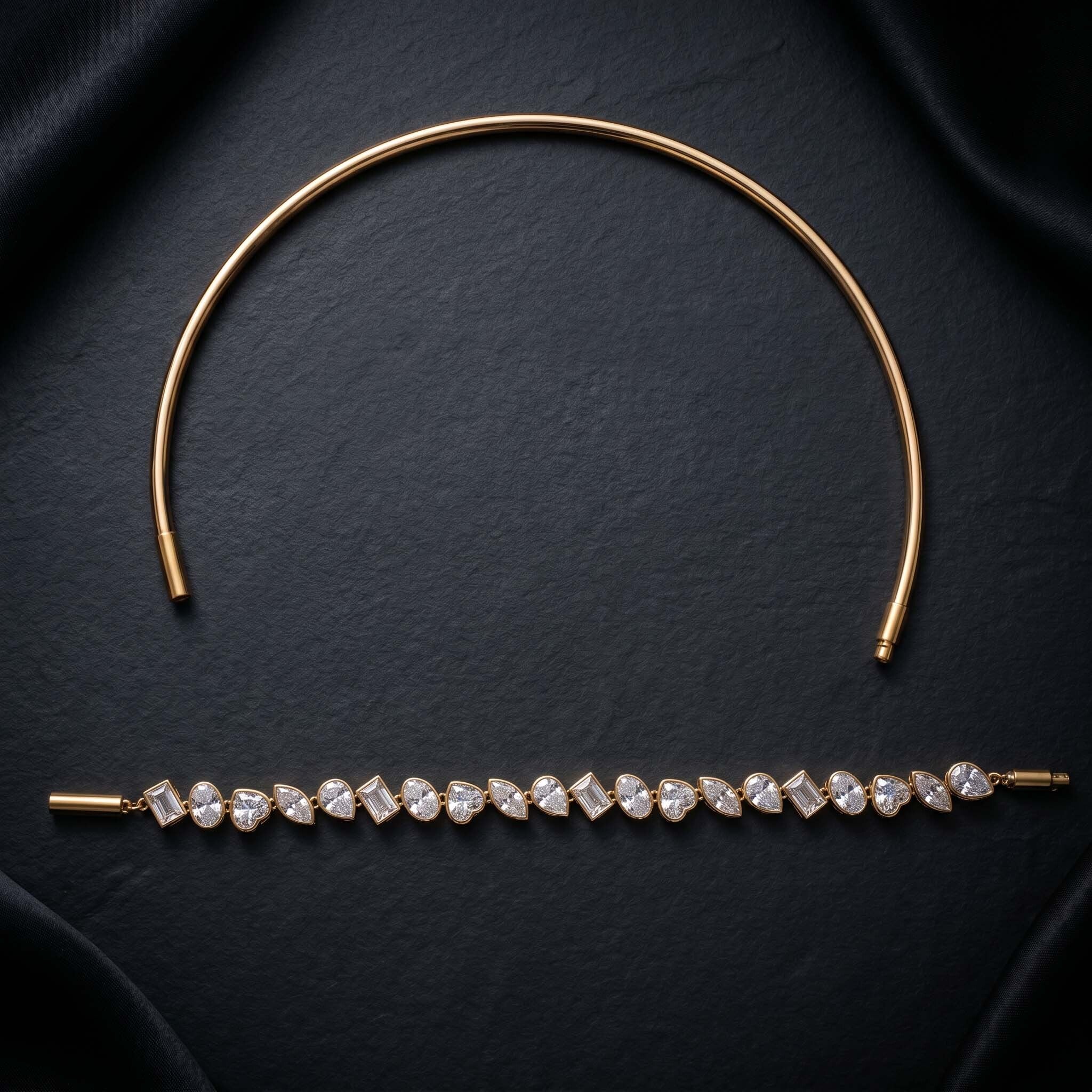premium gold necklace for women with zircon stones elegant party wear jewelry