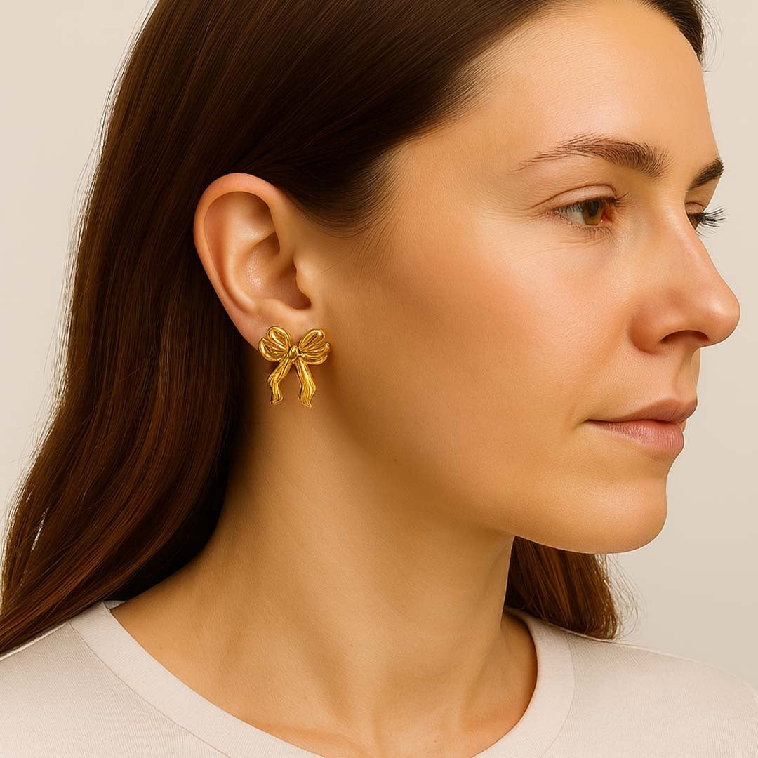 Ribbon Loop Bow Stud Earrings