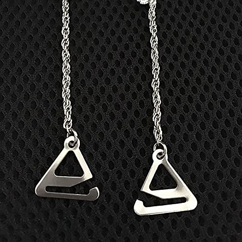 Silver triangle-shaped bra strap on a black textured background