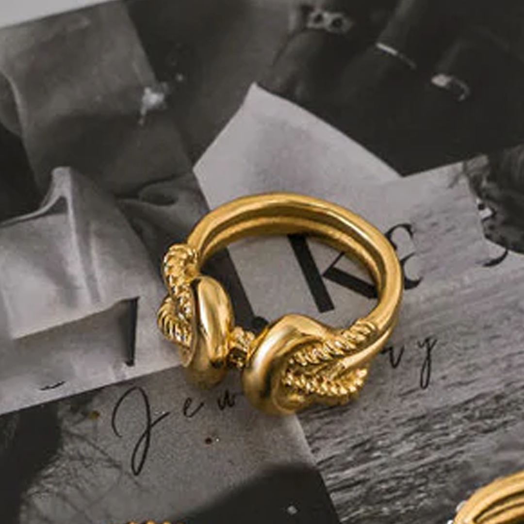stylish gold knot ring with modern design for daily wear women