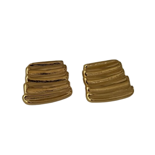 Wave Crest Gold-Plated Geometric Studs