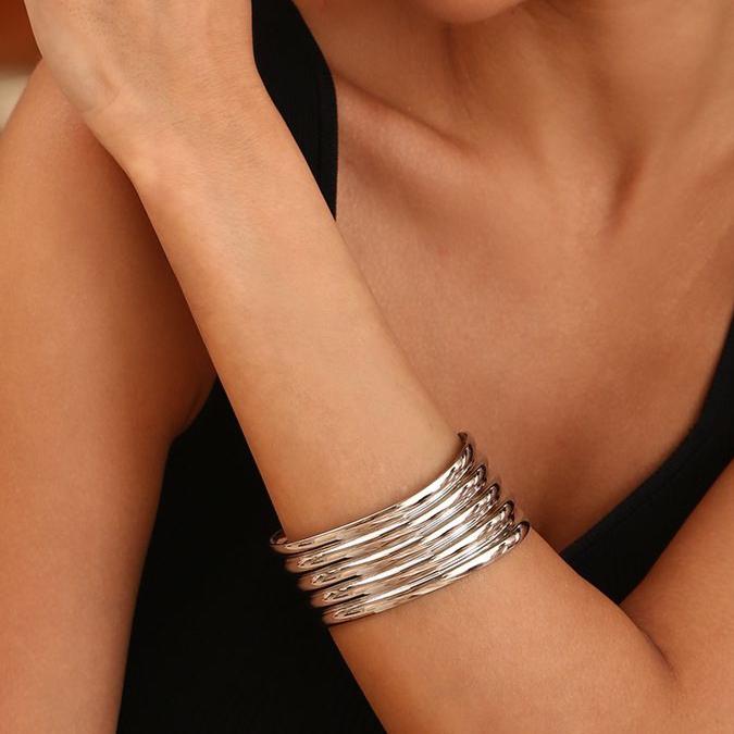 Aurora Wavy Dual-Tone Cuff Bracelet