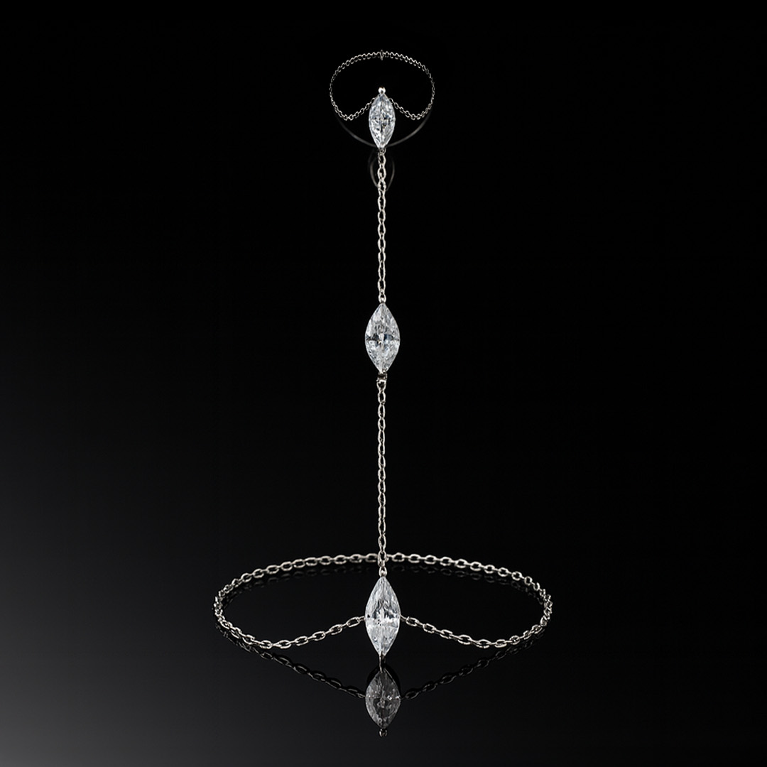 Amber Silver Wrap Hand Chain with Crystal Accents