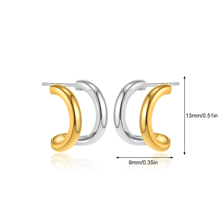 Kaia Dual-Tone Twist Hoop Earrings for Women - Amalfa