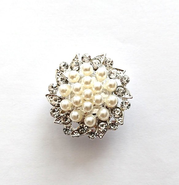 Freya Pearl Crystal Designer Button