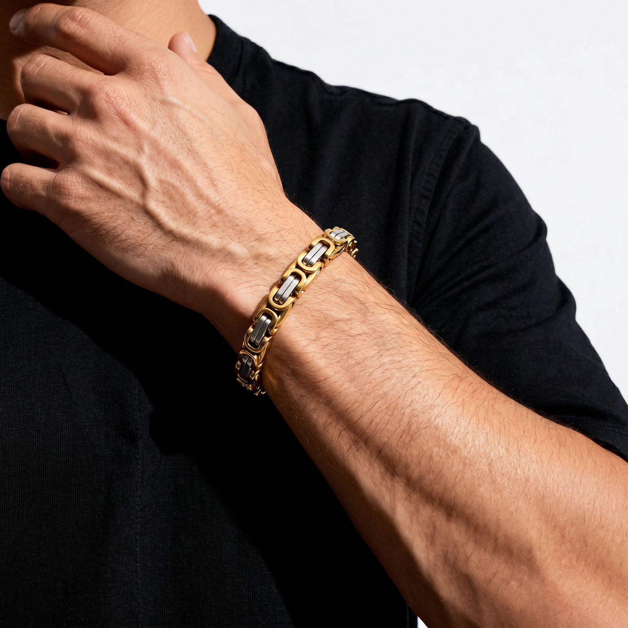 Riven Two-Tone Men's Link Bracelet