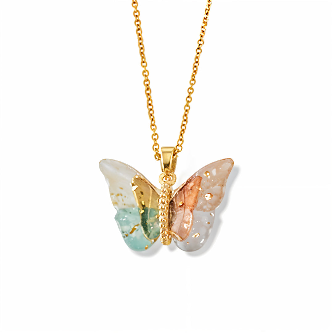 Pastel Wings Gold-Plated Butterfly Pendant Necklace