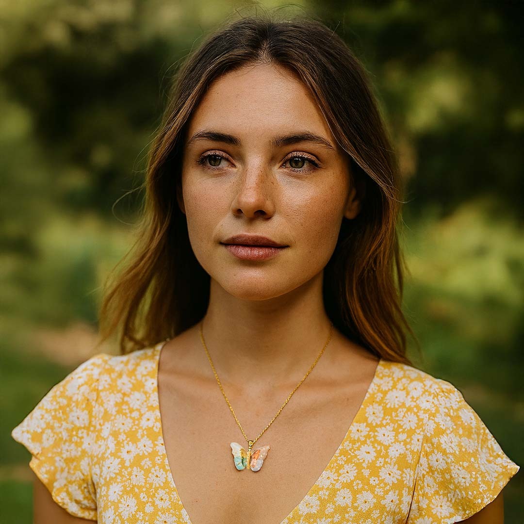 Pastel Wings Gold-Plated Butterfly Pendant Necklace