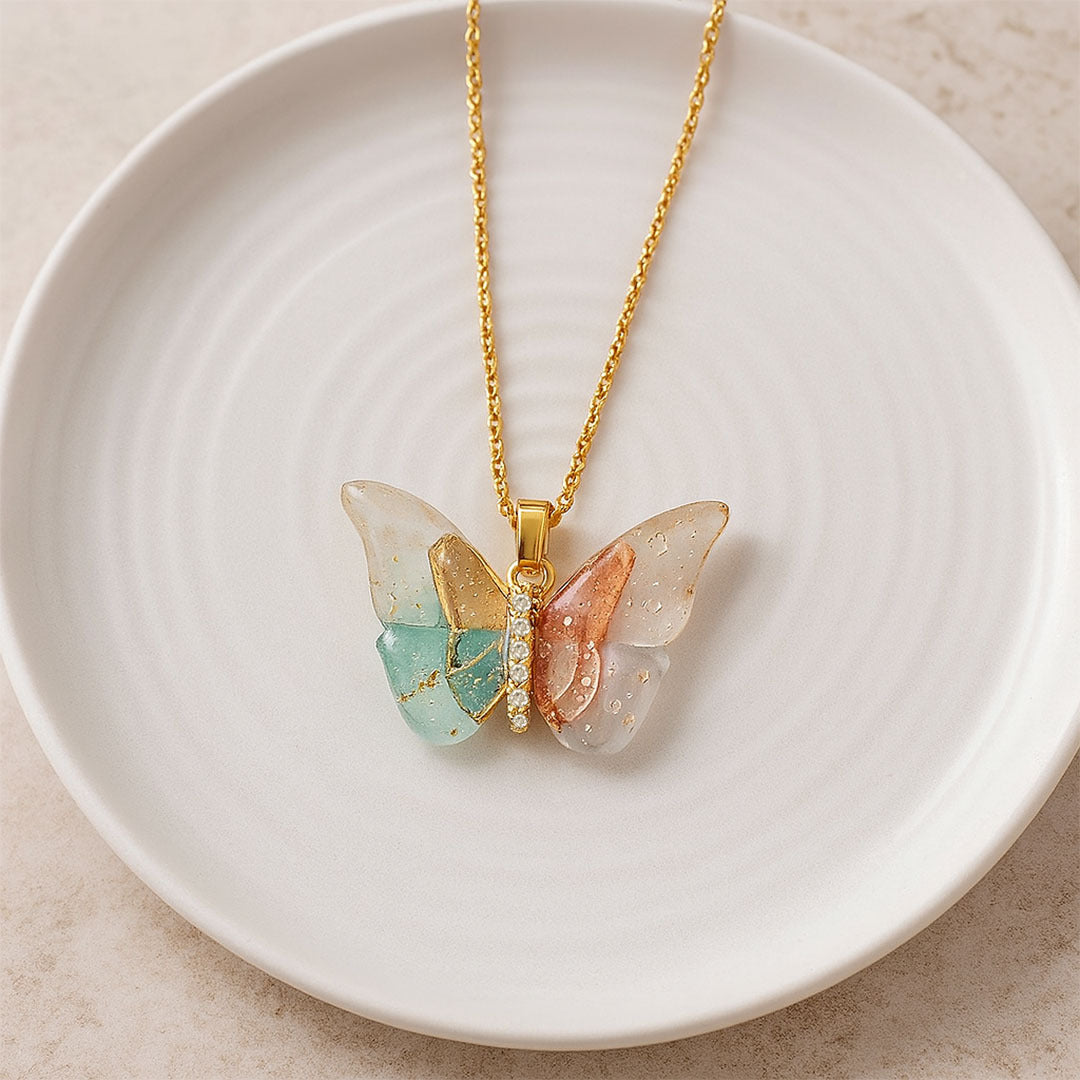 Pastel Wings Gold-Plated Butterfly Pendant Necklace
