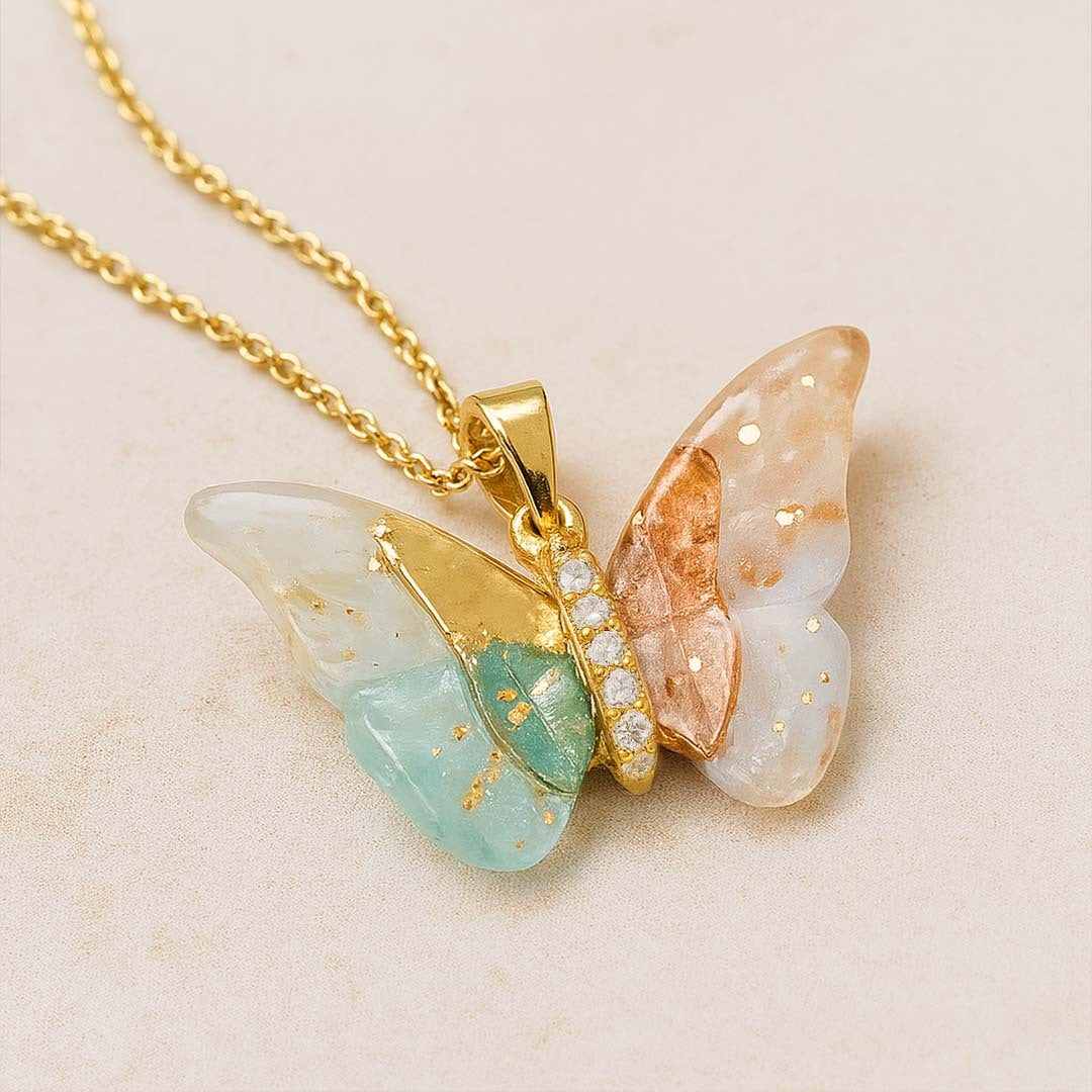 Pastel Wings Gold-Plated Butterfly Pendant Necklace