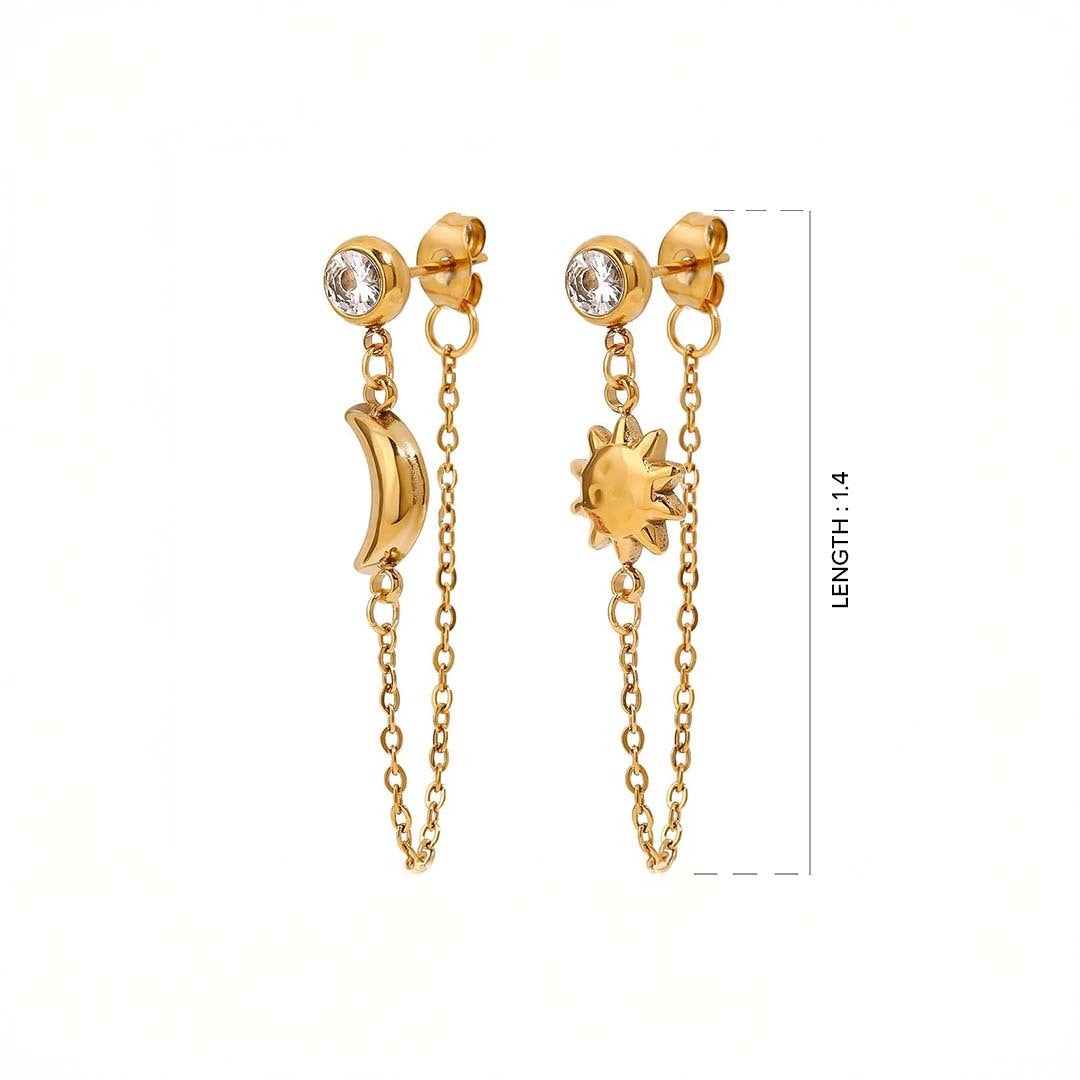 Celestial Chain Sun & Moon Gold Dangler - Amalfa