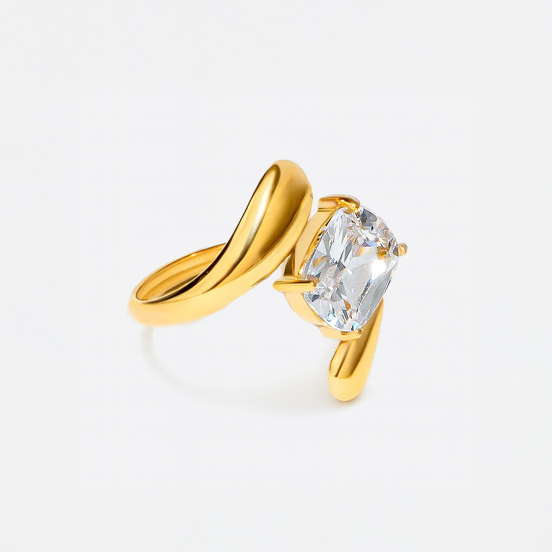 Crystal Wrap Gold-Plated Sculptural Ring - Amalfa