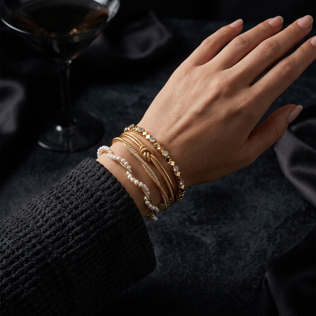 The Golden Hour Stack of 3 Bracelets For Women