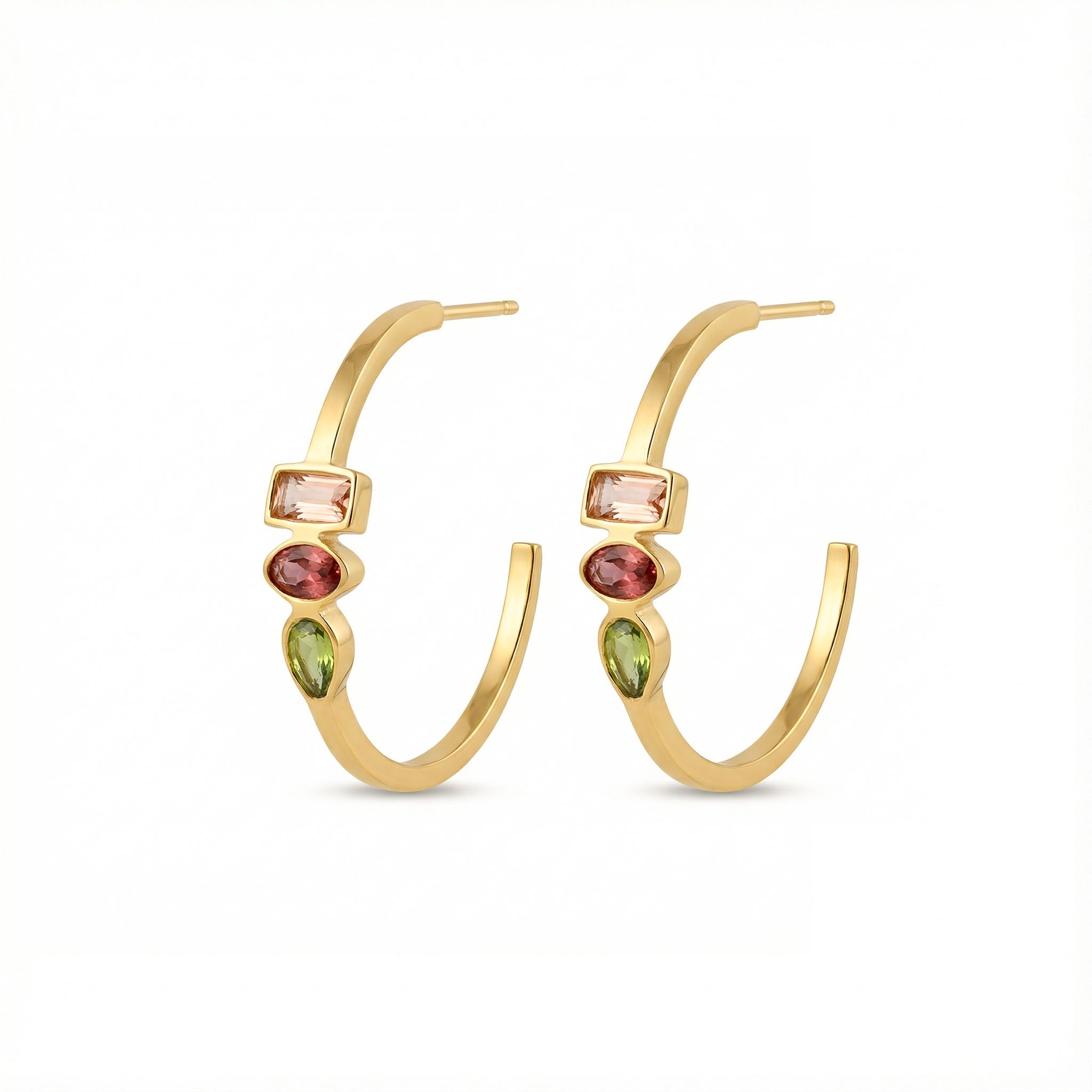 Nara Multi Gem Hoop Earrings