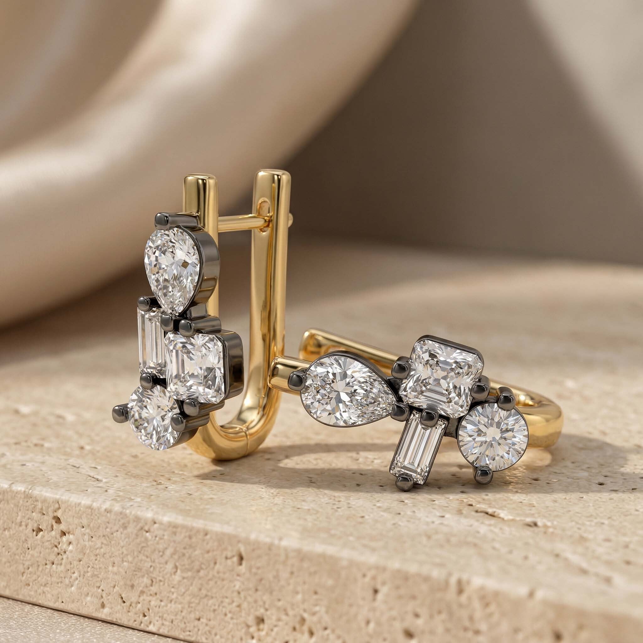 Diamond style stud earrings for women – elegant crystal cluster earrings