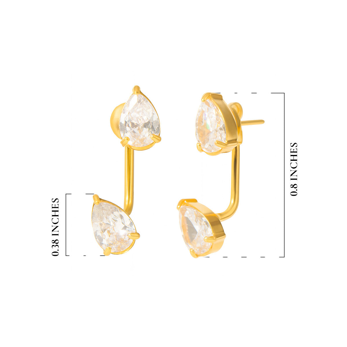 Pear Drop Dual-Crystal Bar Earrings (Two in One) - Amalfa