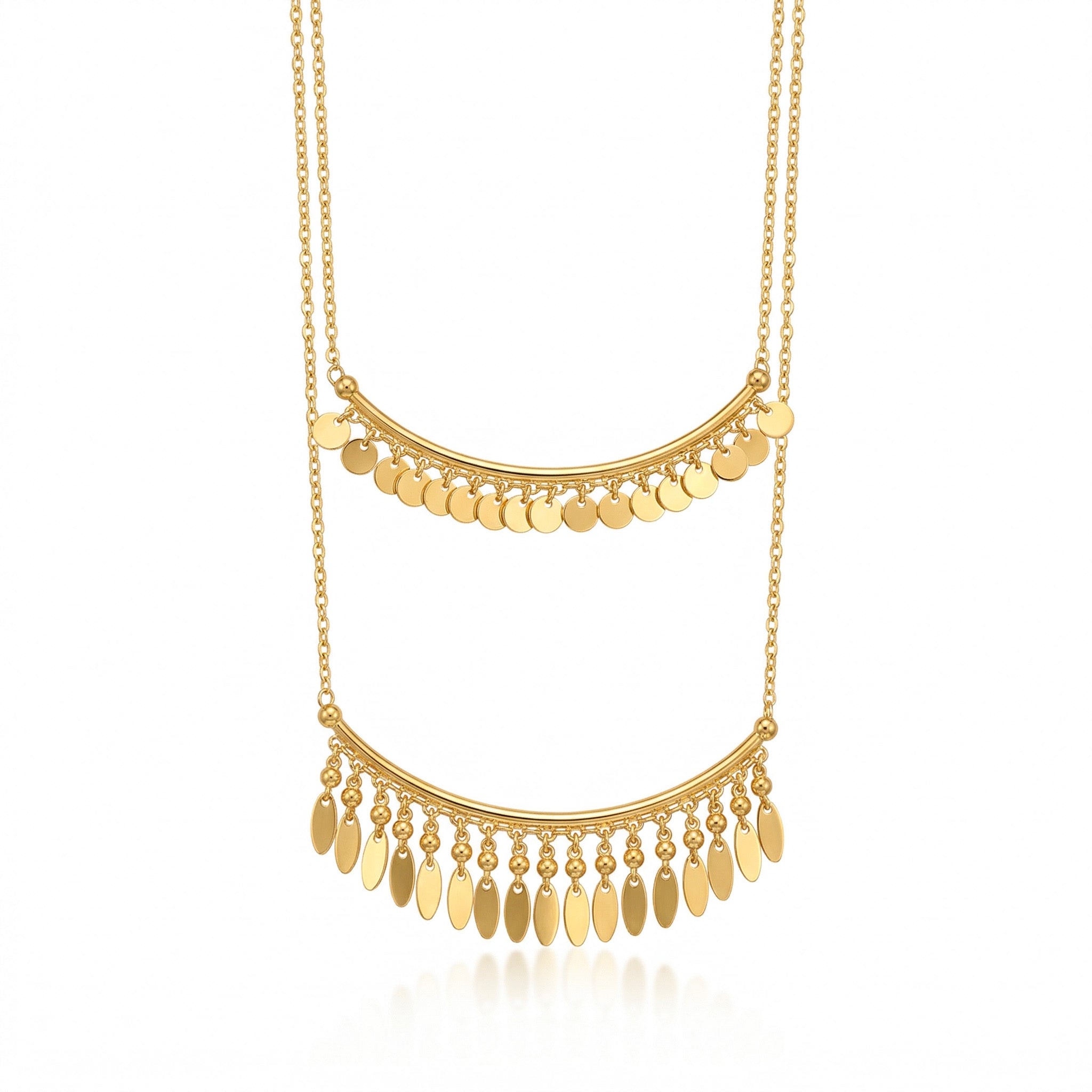 Double layer gold necklace for women – elegant statement layered jewellery