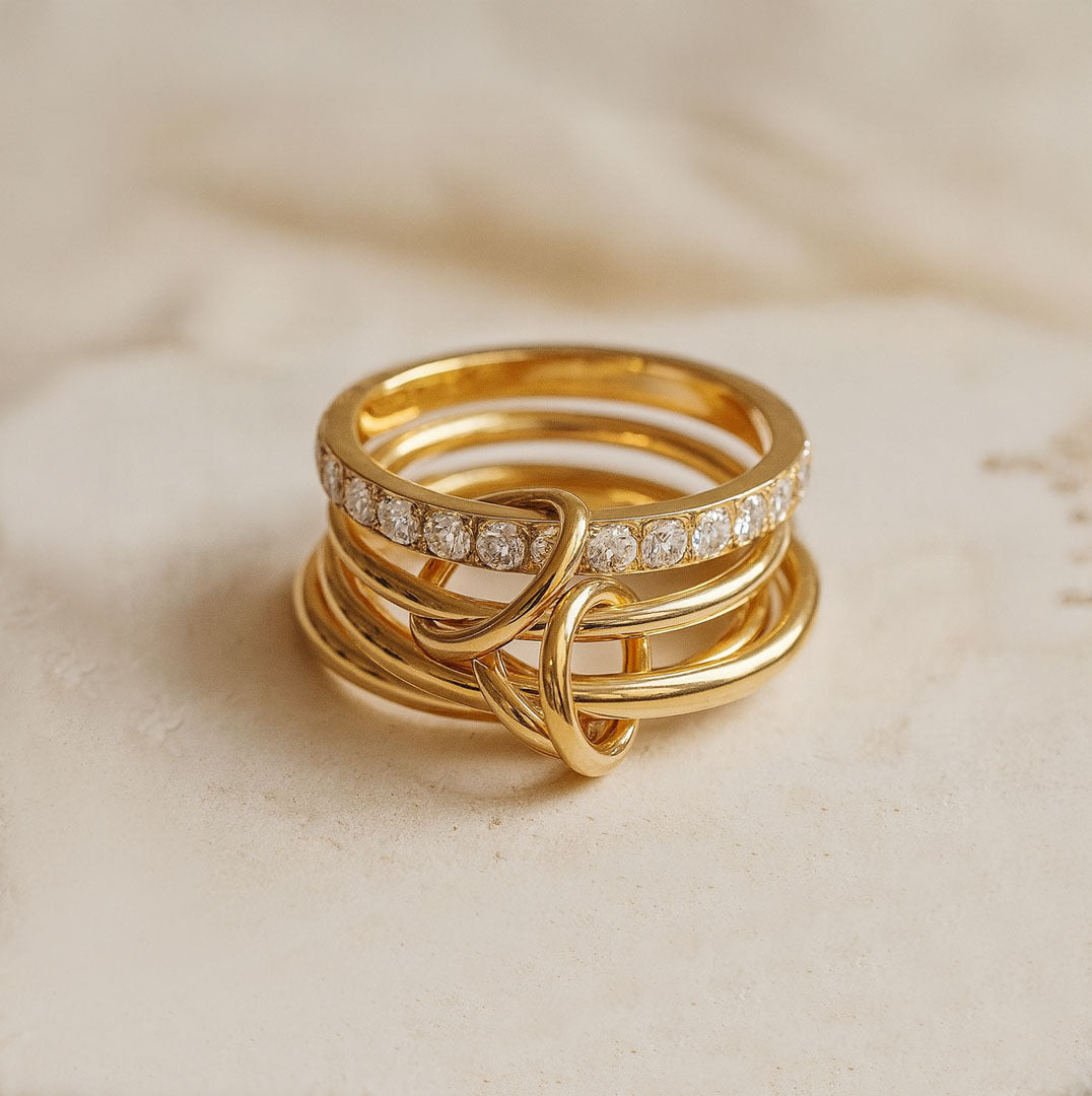 Double Link Pave Chain Band Ring - Amalfa