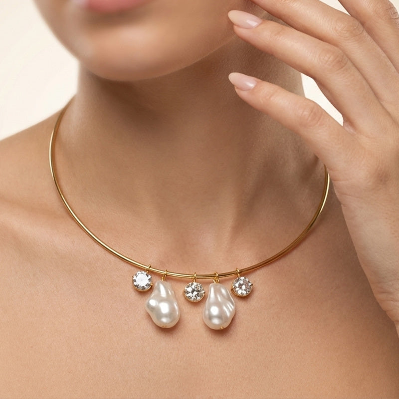 Elara 5-in-1  Pearl Crystal Charm Choker Necklace For Women