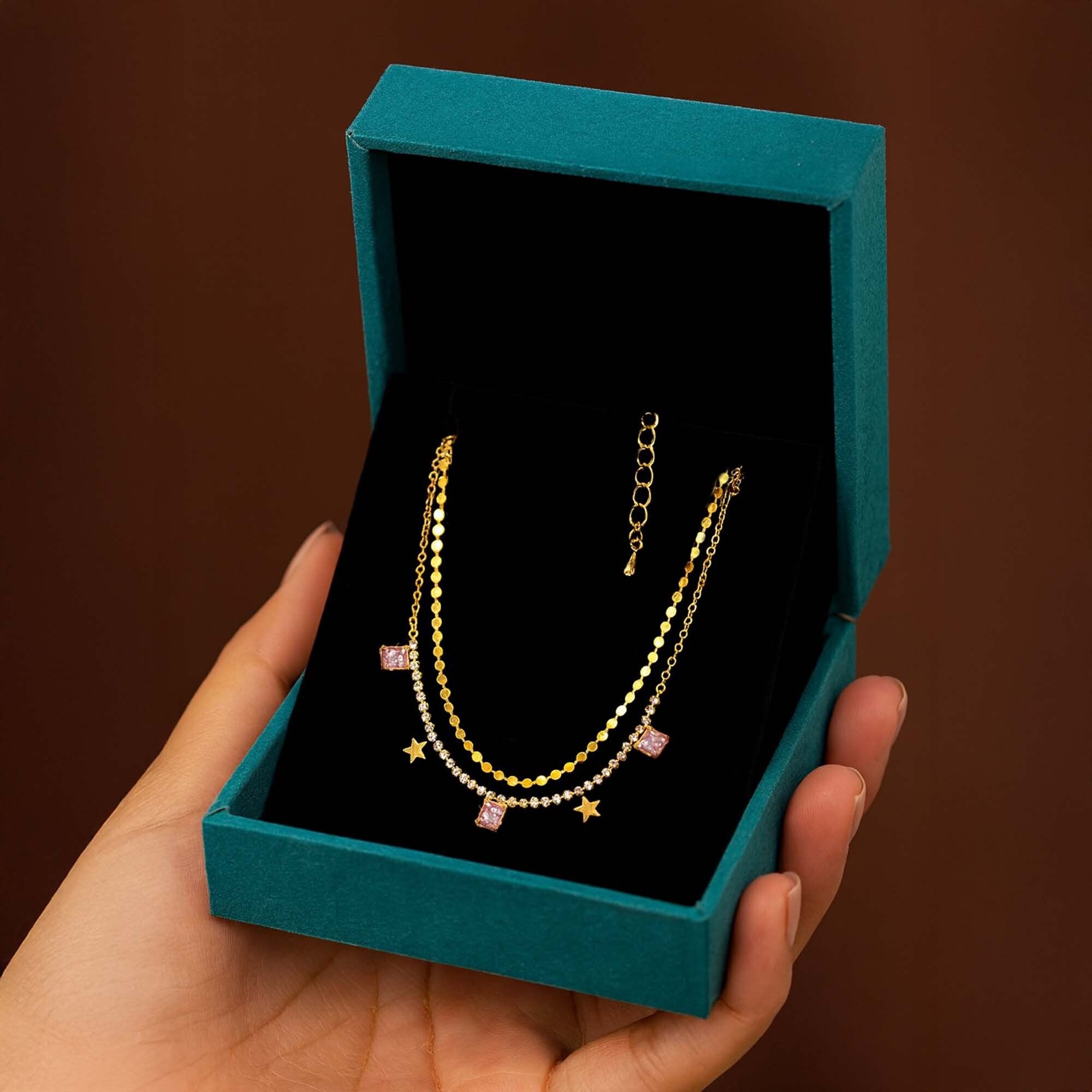Star Pink Double-Strand Anklet
