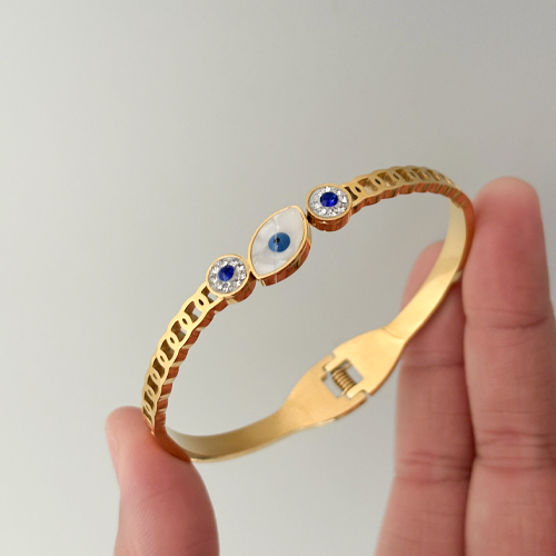 Delphine Gold Blue Evil Eye Bracelet - Amalfa