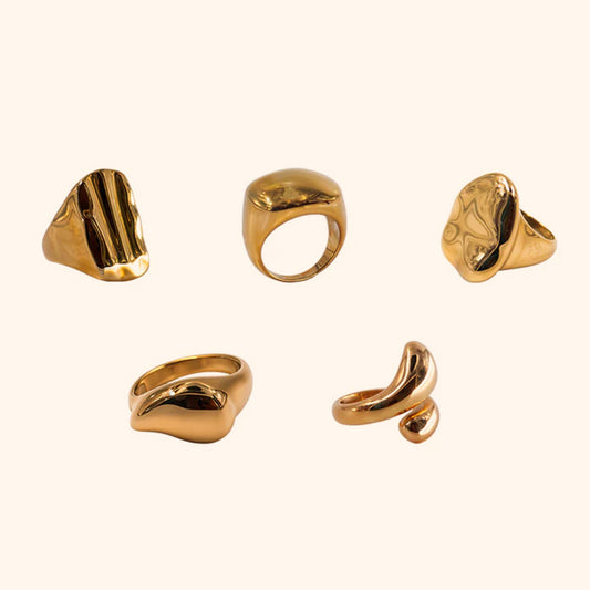 Gilded Cascade Quartet Rings Set