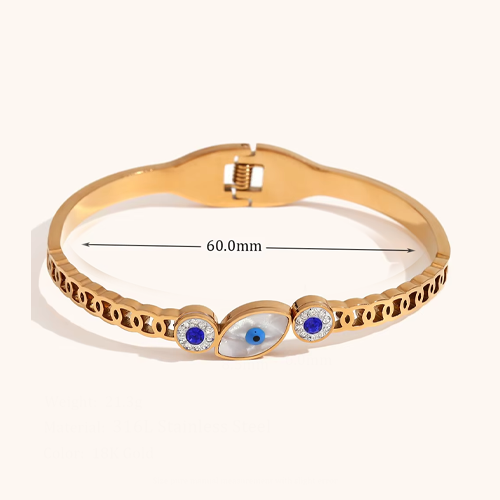 Delphine Gold Blue Evil Eye Bracelet - Amalfa