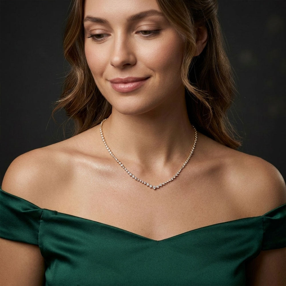 Rhea Classic CZ Choker Necklace for Women | Subtle Sparkle - Amalfa