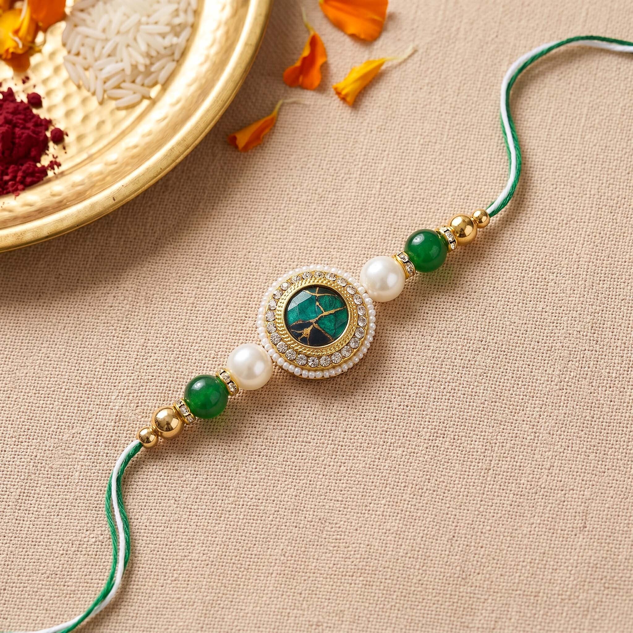 Rangrez Pearl Rakhi Bracelet Set