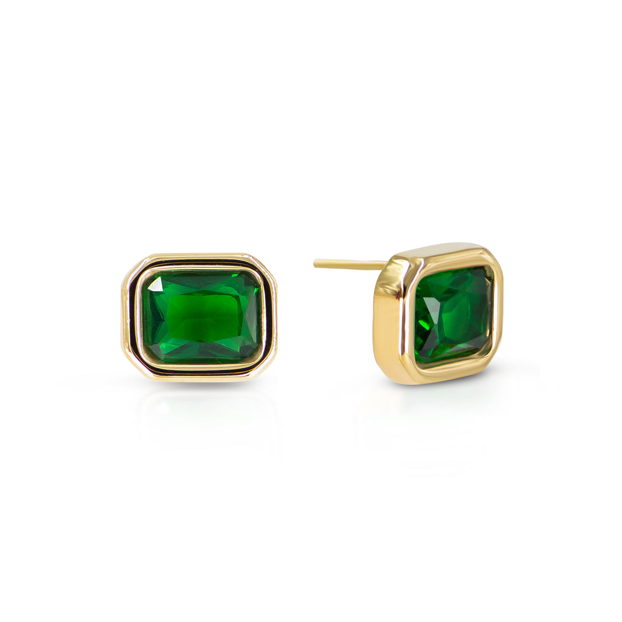 Discounted Price Emerald Green Gold Polish Stud Earrings