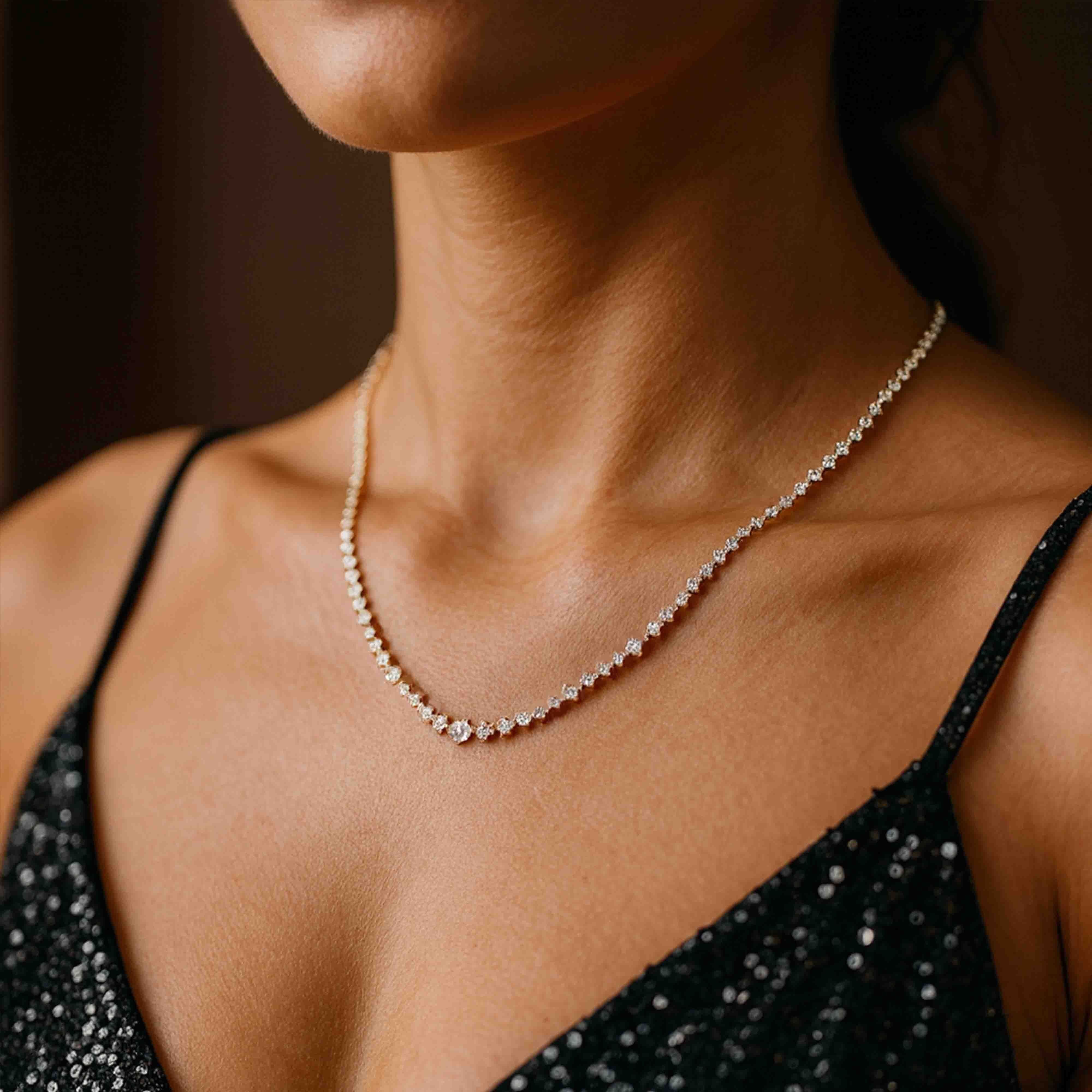 Rhea Classic CZ Choker Necklace For Women