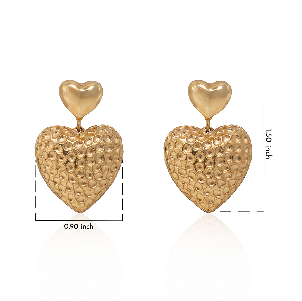 Gilded Love Textured Heart Stud Earrings