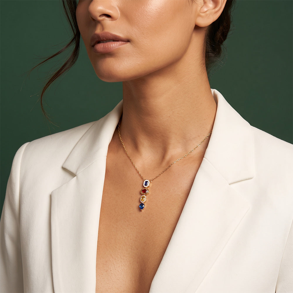Heritage Multi-Gem Vertical Pendant Necklace