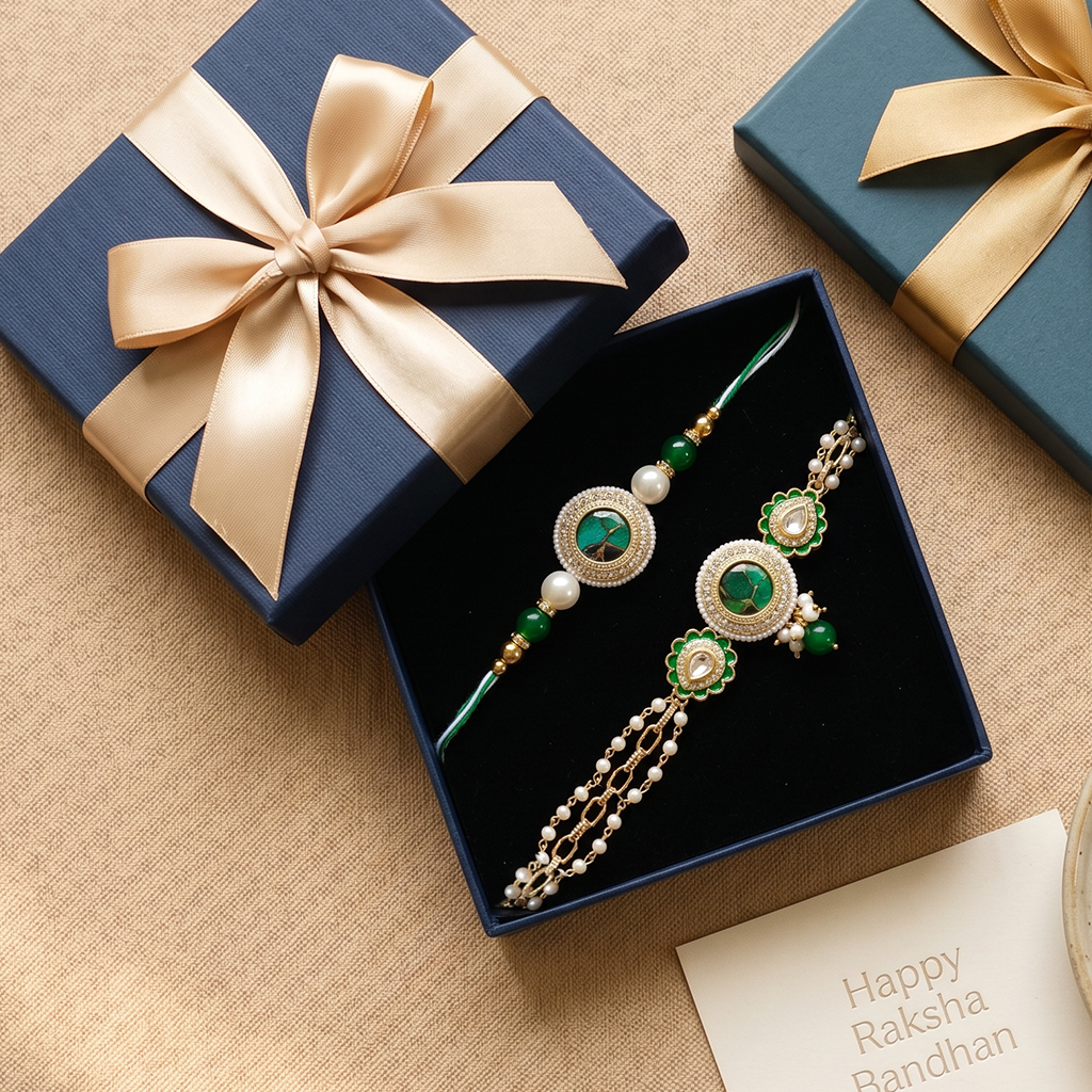 Rangrez Pearl Rakhi Bracelet Set