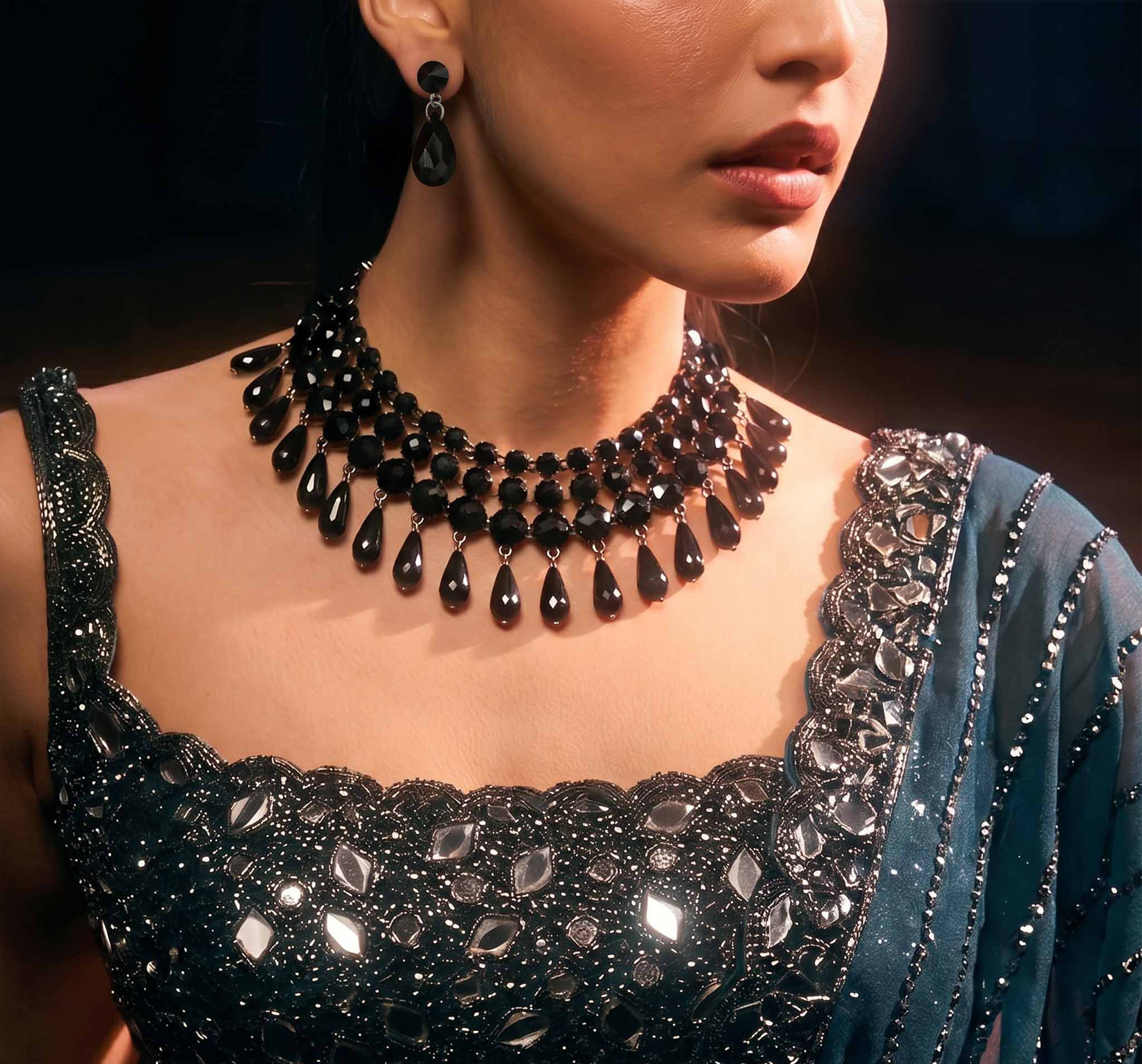 Bianca Noir crystal Drop Set