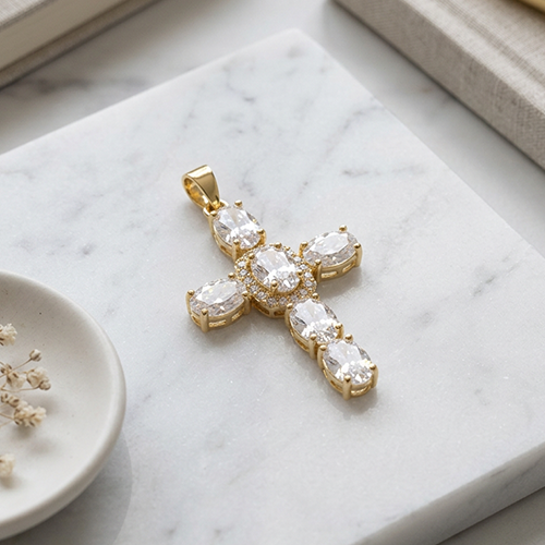 Celeste Gold Cross Charm
