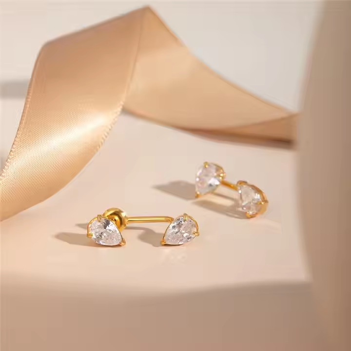 Pear Drop Dual-Crystal Bar Earrings (Two in One) - Amalfa